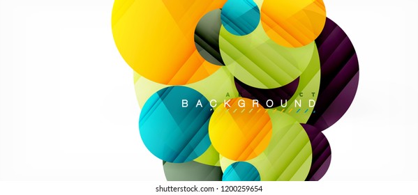 Glossy colorful circles abstract background, modern geometric design, vector