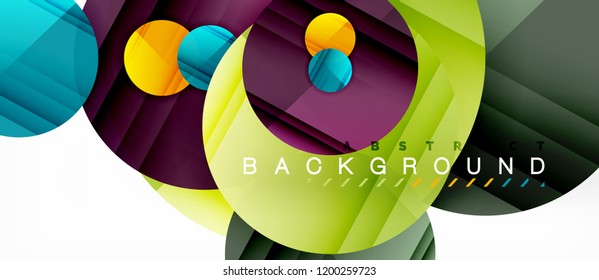 Glossy colorful circles abstract background, modern geometric design, vector