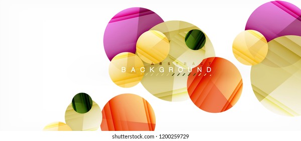 Glossy colorful circles abstract background, modern geometric design, vector