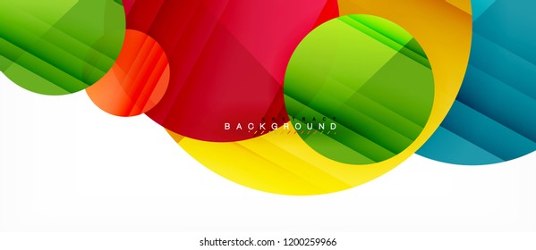 Glossy colorful circles abstract background, modern geometric design, vector