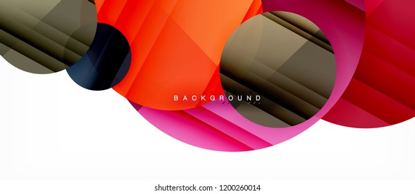 Glossy colorful circles abstract background, modern geometric design, vector