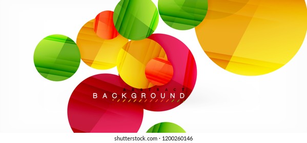 Glossy colorful circles abstract background, modern geometric design, vector