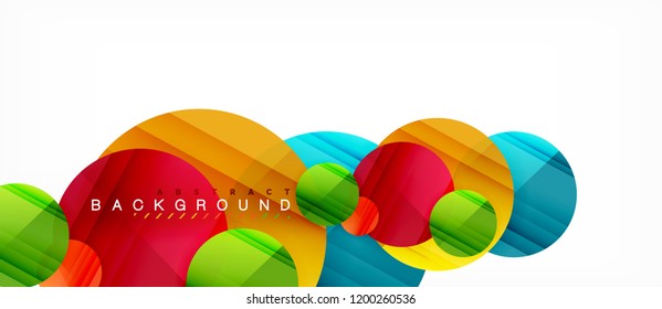 Glossy colorful circles abstract background, modern geometric design, vector