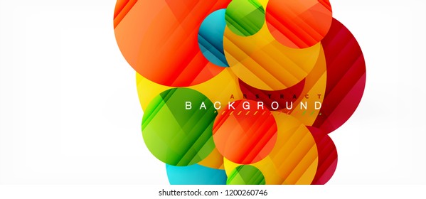 Glossy colorful circles abstract background, modern geometric design, vector