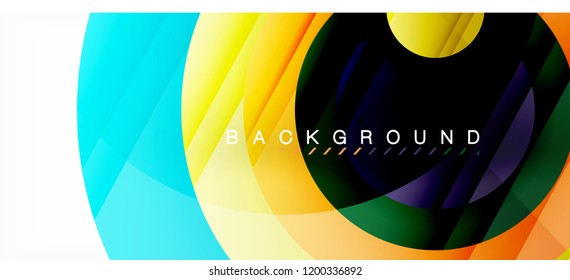 Glossy colorful circles abstract background, modern geometric design, vector