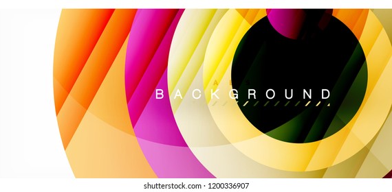 Glossy colorful circles abstract background, modern geometric design, vector