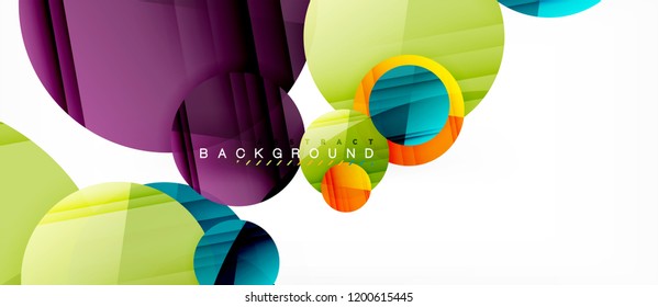 Glossy colorful circles abstract background, modern geometric design, vector