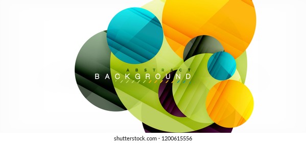 Glossy colorful circles abstract background, modern geometric design, vector