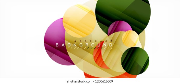 Glossy colorful circles abstract background, modern geometric design, vector