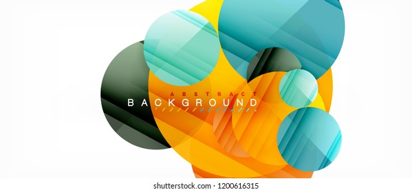 Glossy colorful circles abstract background, modern geometric design, vector