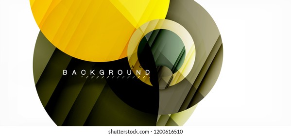 Glossy colorful circles abstract background, modern geometric design, vector