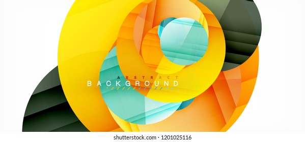 Glossy colorful circles abstract background, modern geometric design, vector