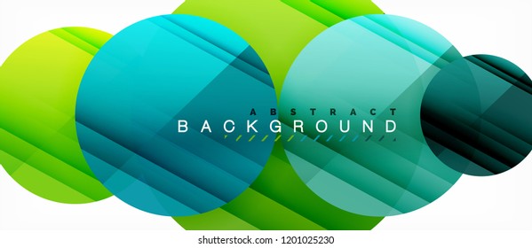 Glossy colorful circles abstract background, modern geometric design, vector