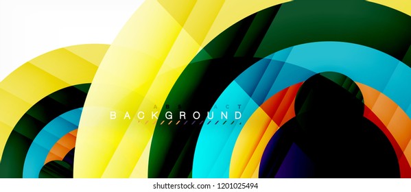 Glossy colorful circles abstract background, modern geometric design, vector