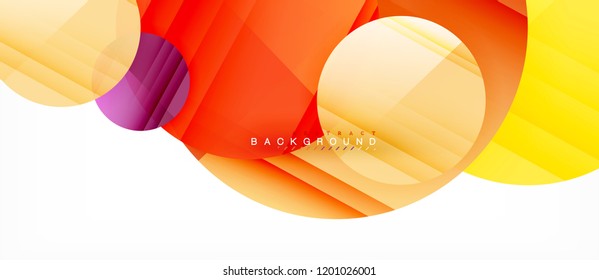 Glossy colorful circles abstract background, modern geometric design, vector