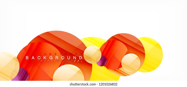 Glossy colorful circles abstract background, modern geometric design, vector