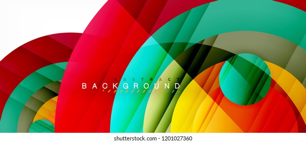 Glossy colorful circles abstract background, modern geometric design, vector