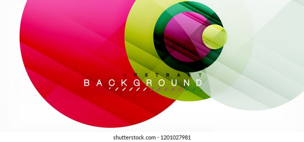 Glossy colorful circles abstract background, modern geometric design, vector