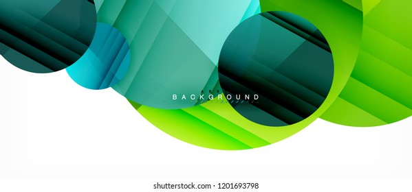 Glossy colorful circles abstract background, modern geometric design, vector