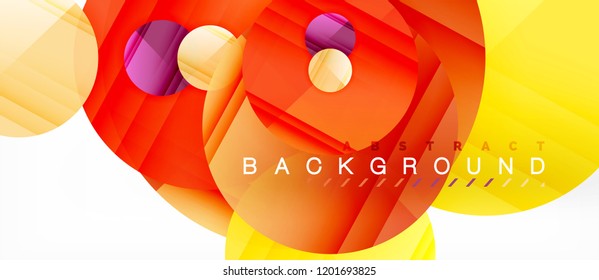 Glossy colorful circles abstract background, modern geometric design, vector