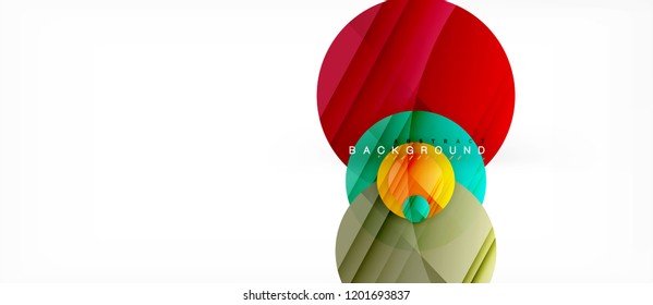 Glossy colorful circles abstract background, modern geometric design, vector