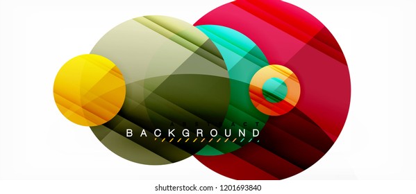 Glossy colorful circles abstract background, modern geometric design, vector