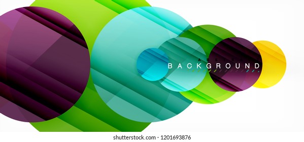 Glossy colorful circles abstract background, modern geometric design, vector