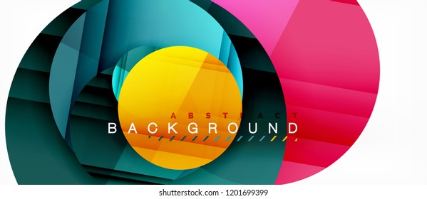 Glossy colorful circles abstract background, modern geometric design, vector
