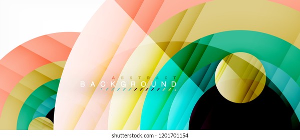 Glossy colorful circles abstract background, modern geometric design, vector