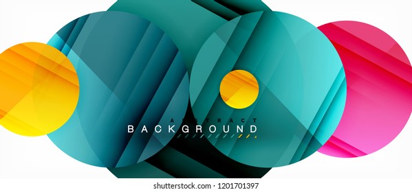 Glossy colorful circles abstract background, modern geometric design, vector