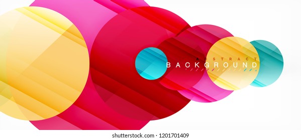 Glossy colorful circles abstract background, modern geometric design, vector