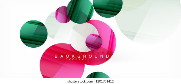 Glossy colorful circles abstract background, modern geometric design, vector