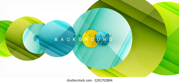 Glossy colorful circles abstract background, modern geometric design, vector
