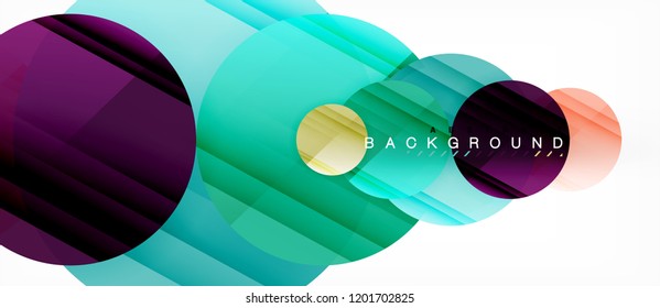 Glossy colorful circles abstract background, modern geometric design, vector