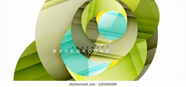 Glossy colorful circles abstract background, modern geometric design, vector