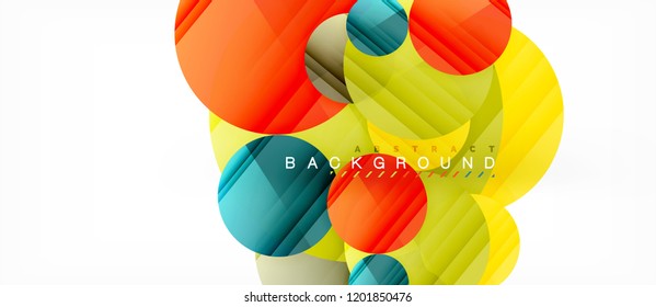 Glossy colorful circles abstract background, modern geometric design, vector