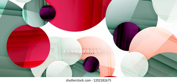 Glossy colorful circles abstract background, modern geometric design, vector