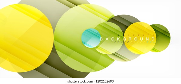 Glossy colorful circles abstract background, modern geometric design, vector