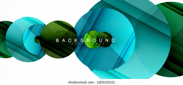 Glossy colorful circles abstract background, modern geometric design, vector