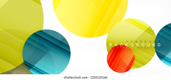 Glossy colorful circles abstract background, modern geometric design, vector