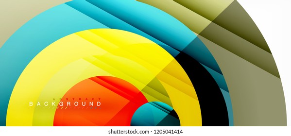 Glossy colorful circles abstract background, modern geometric design, vector