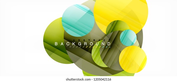 Glossy colorful circles abstract background, modern geometric design, vector