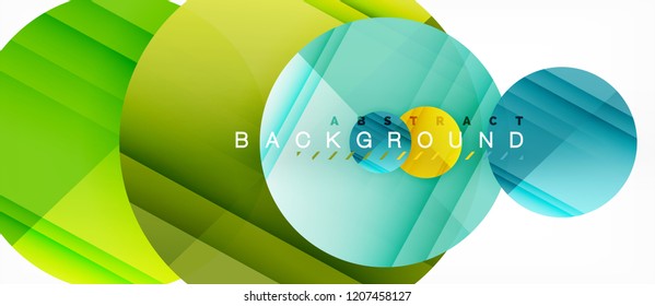 Glossy colorful circles abstract background, modern geometric design, vector