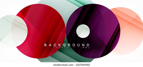 Glossy colorful circles abstract background, modern geometric design, vector