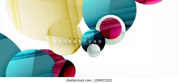 Glossy colorful circles abstract background, modern geometric design, vector