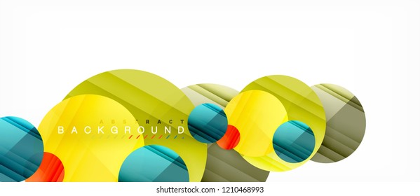 Glossy colorful circles abstract background, modern geometric design, vector