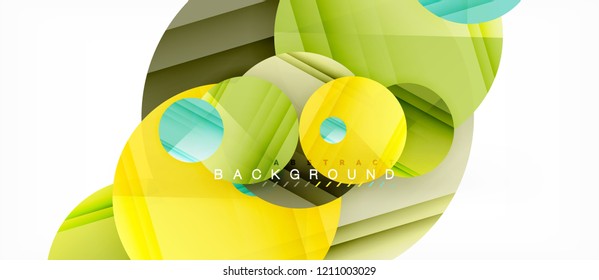 Glossy colorful circles abstract background, modern geometric design, vector
