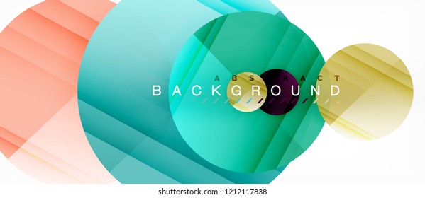 Glossy colorful circles abstract background, modern geometric design, vector
