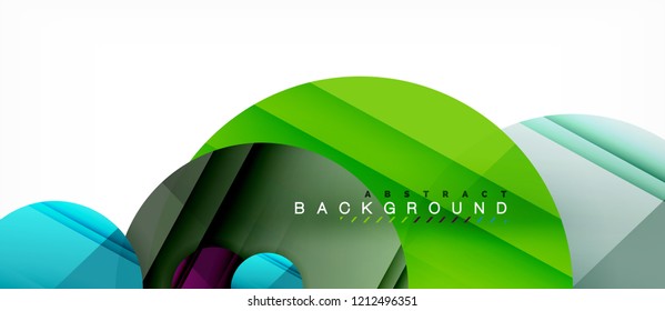 Glossy colorful circles abstract background, modern geometric design, vector