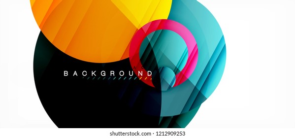 Glossy colorful circles abstract background, modern geometric design, vector